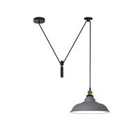 DC VOLTAGE Vintage Style Ceiling Pendant Gray Curvy 32cm Metal Fitting E27 Holder Industrial Hanging Light Shade 2m Adjustable Flex Cable with Ceiling Rose for Bar Pub Restaurant Gallery Cafe