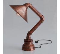 DC VOLTAGE Vintage Style Desk Light Innovative and Creative Lighting Water Pipe Table Lamps, Industrial Steampunk Retro Base E27 Holder Fitting Lighting (Rustic Red + Shade)