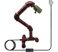 DC VOLTAGE Vintage Style Desk Light Innovative and Creative Lighting Water Pipe Table Lamps, Industrial Steampunk Retro Base E27 Holder Fitting Lighting (Rustic Red (Without Shade))