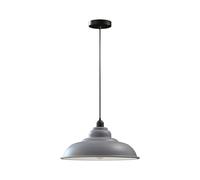 DC VOLTAGE Vintage Style Grey Metal Ceiling Pendant Light 32cm W Curvy Shape Industrial E27 Large Light Shade Fitting UK Fixtures Easy Fit Decor for Island Kitchen Bedroom Cafe Living Room