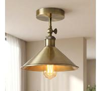 DC VOLTAGE Vintage Style Semi Flush Mount 180 Degree Adjustable E27 Base with Bulb Socket Vintage Style Unique Cone Shape Ceiling Mount Lighting