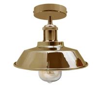 DC VOLTAGE Vintage Style Semi Flush Mount E27 Base French Gold Shade with Bulb Socket Vintage Style Unique Cone Shape Ceiling Mount Lighting for Kitchen Livig Room Bedroom with Bulb