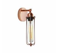 DC VOLTAGE Vintage Wall Sconce Light Rose Gold Metal Long Wire Cage Lampshade with Adjustable Angle and Bulb for Bedroom Hallway Office Cafe Restaurant Hotel Dining Room Kitchen