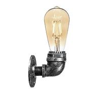 DC VOLTAGE Vintage Water Pipe Wall Light Fixtures Creative Metal Steampunk Pipe Retro Wall Lamp E27 60W Max for Bedroom Kitchen Cafe Hotel Bar Pub Farmhouse (Brushed Silver)