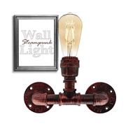DC VOLTAGE Vintage Water Pipe Wall Light Rustic Red Metal E27 Steampunk
