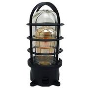 DC VOLTAGE Wall Light Bulkhead Metal Marine Glass Nautical Light Cage Outdoor Garden Porch Security LED Compatible Wall Light (Black)