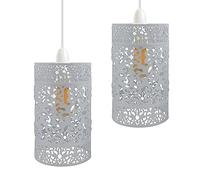 DC VOLTAGE White 2 PCS Modern Ornate Shabby Chic Ceiling Light Shade | Pendant Lights, Home Décor & Improvement Essential | 13.5 cm Shade Width