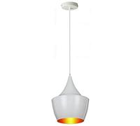 DC VOLTAGE White Ceiling Pendant Light Shade Inner Gold E27 Base 24cm Funnel Shaped Height Adjustable Hanging Light Fixture for Bedroom Dining Rooms Kitchen Restaurant Coffee Bar