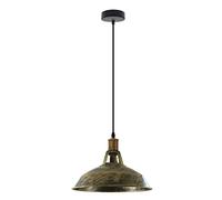 DC VOLTAGE White Vintage Industrial E27 Ceiling Pendant Light Metal Barn Slotted Shape Shade Hanging Indoor Retro Lights for Bedroom, Dining Room, Foyer, Home and Office (Brushed Brass)