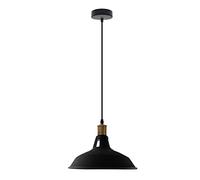 DC VOLTAGE White Vintage Industrial E27 Ceiling Pendant Light Metal Barn Slotted Shape Shade Hanging Indoor Retro Lights for Bedroom, Dining Room, Foyer, Home and Office (Black)