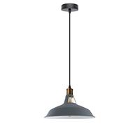 DC VOLTAGE White Vintage Industrial E27 Ceiling Pendant Light Metal Barn Slotted Shape Shade Hanging Indoor Retro Lights for Bedroom, Dining Room, Foyer, Home and Office (Grey + Bulb)