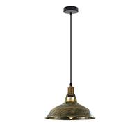 DC VOLTAGE White Vintage Industrial E27 Ceiling Pendant Light Metal Barn Slotted Shape Shade Hanging Indoor Retro Lights for Bedroom, Dining Room, Foyer, Home and Office (Brushed Brass + Bulb)
