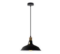 DC VOLTAGE White Vintage Industrial E27 Ceiling Pendant Light Metal Barn Slotted Shape Shade Hanging Indoor Retro Lights for Bedroom, Dining Room, Foyer, Home and Office (Black Inner White + Bulb)