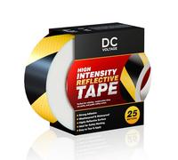 DC VOLTAGE Yellow And Black High Intensity Reflective Tape 5cm Wide 25m Long Roll Waterproof Durable Prismatic Safety Tape For Hazard Marking Vehicle Signage Construction Barriers Outdoor Visibility