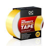DC VOLTAGE Yellow High Intensity Reflective Tape 5cm Wide 25m Long Roll Waterproof Durable Prismatic Safety Tape For Hazard Marking Vehicle Signage Construction Barriers Industrial Outdoor Visibility