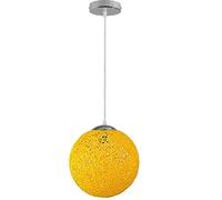 DC VOLTAGE Yellow Woven Rattan Pendant Light Globe Wicker Ceiling Lamp Kit