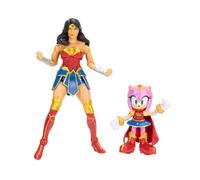 DC x Sonic Amy & Wonder Woman Action Figure Multipack, Officially by Jakks Pacific, Includes 2.5" Amy as Wonder Woman & 5" Classic Wonder Woman Figures, Sonic x DC Collectible