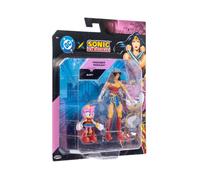DC x Sonic Amy & Wonder Woman Action Figure Multipack, Officially by Jakks Pacific, Includes 2.5" Amy as Wonder Woman & 5" Classic Wonder Woman Figur