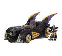 DC x Sonic Shadow as Batman with Feature Batmobile 6cm Action Figure Set | Officially Licensed by Jakks Pacific, Interactive Vehicle with Launching Projectile and Spinning Turbine