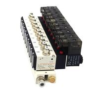 DC12V 24V AC220V with Fitting Solenoid Valves 3V210-08 Manifold Station Solenoid Valve 3 Port 2 Position Multi-Way Combination(DC24V 10mm Fittings)
