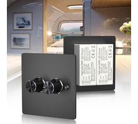 DC12V Dimmer Switch,RV LED Dimmer Switch,2 Gang 120W 5A PWM 12V-24V Dimmer,Rotary RV Light Switch for Camper/Motorhome/Boat/Van/Truck/Single Color Light Strip/Puck Lights/Awning Lights