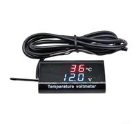 DC12V Dual-Display LED Digital Voltmeter Thermometer with 0.28-inch Three-Digit Display, IPX6-Rated for Car and Motorcycle Battery Voltage &(Red Blue)