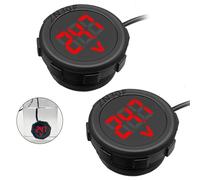 DC4-100V Waterproof Circular Car Voltmeter with LED Digital Display,Mini LED Circular Waterproof Voltmeter for Boats, Vehicles, Trucks,Red(2Pcs).