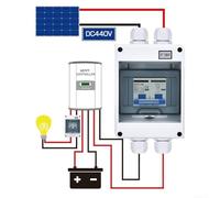 DC440V Solar Disconnect Box with 2 Pole Circuit Breaker Isolator Switch for Solar Panel Grid Connection and Wind Systems Rated Current 6A 125A IP65 (50A)