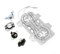 DC47-00019A Heater Element Assembly with Safety Off Thermostat for Condenser Dryer Maintenance Silver 6.5x9.8in