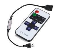 DC5-24V 11 Keys Mini RF USB, USB LED Strip, Wireless RF LED Controller, Dimmer for Monochrome LED Strips, Remote Control with 11 Keys, Brightness Dimmer, 30 m Range