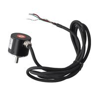 DC5-24V Incremental Optical Rotary Encoder with 6mm Solid Shaft, 38x35.5mm Metal Body, NPN Open Collector Output, Compatible with AB 2-Phase Motion Control Systems, 1.5m Cable