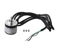 DC5-24V Incremental Optical Rotary Encoder with Solid 6mm Shaft, 38×35.5mm Metal Housing, NPN Open Collector Output, 100-600 P/R Options,(100p/r)