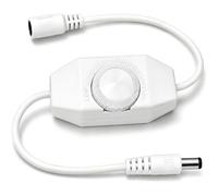 DC5521 Male to Female Extension Cable with Inline Dimmer, White 0.3m, 12V-24V DC 5.5 x 2.1mm Power Lead for LED Strip Lights, Cabinet Lights and Desk Lamps, 1 Pack