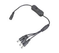 DC5521 Y Splitter Power Cable 5.5x2.1mm Female to 3 Male Extension Switcher for CCTV LED Light 37CM Black Power Cable