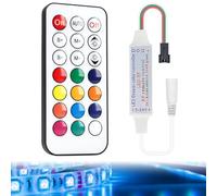 DC5V/12V/24V RF Wireless Remote LED Controller,Addressable Mini LED Strips Compatible with WS2812B and WS2811 LED Lights,3 Pin JST Connector,21 Key Remote,Max 2048 Pixel Capacity