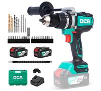 DCA 20V Brushless Hammer Drill, 120N.m Torque Impact Drill, 1/2" Keyless All-Metal Chuck, 24+1+1 Clutch, 32000 IPM, Heavy-Duty Cordless Drill Kit with 2x4.0Ah Battery for Brick Wall, Metal, Wood