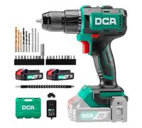 DCA 20V Brushless Hammer Drill Set Cordless, 55Nm Max Torque Impact Drill,13mm All-Metal Chuck,27000 IPM，18+1+1 Torque Setting, (0-450/1800RPM), Compact Design with 2*2.0Ah Battery & Charger ADJZ2055i