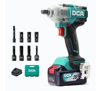 DCA 20V Brushless Impact Wrench Cordless, 682Nm Max Torque, 13mm Hog Ring Impact Gun, 2 * 4000mAh Li-ion Battery, 4 Modes, LED Light, Compact Design, Smart Loosen Function, ADPB520