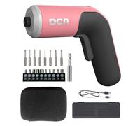 DCA 4V Electric Screwdriver Set, 5 N.m with 2000 mAh Li-ion Battery, 6.35mm Magnetic Hex Chuck, USB-C Charging Cable, 18 Driver Bits for Furniture Repairs, Pink