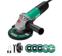 DCA Angle Grinder, 115mm, 860W Cut Off Tool Corder Grinder, 11,800 RPM with 2 Safety Guards, 6-Piece Discs (2 Cutting/2 Grinding/2 Flap Discs), Professional for Metal, Wood