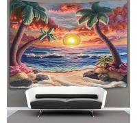 DCABEIOOE 3D Beach Sunset Printed Wall Blanket Home Decoration Bedding Poster Wall Art Tapestry Tapestries Wall Hanging Soft Polyester for Living Room Bedroom Dorm Deco 150cmx200cm