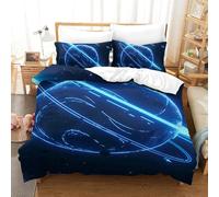 DCABEIOOE 3D Printed 3 Pcs Duvet Cover Bedding Set Blue Planet 100% Microfiber Quilt Cover/Comforter Cover with Pillow Cases And Zipper Closure for Boys Girls Double Single（140x200cm）