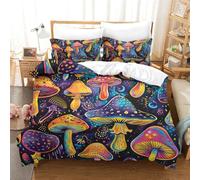 DCABEIOOE 3D Printed Duvet Cover Set Mushroom Comforter With Pillow Cases Home Bedding Cover Sets With Invisible Zipper for Boys Girls Adult Double（200x200cm）