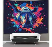 DCABEIOOE 3D Rhino Print Wall Blanket Home Decoration Bedding Poster Wall Art Tapestry Tapestry Wall Hanging Soft Polyester for Bedroom,Decorations Beach Blanket College Dorm 150cmx200cm