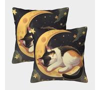 DCABEIOOE Cat Cushion Covers Pack of 2 Home Decor Cat Cushions Square Throw Pillow Covers for Outdoor Patio Garden Blench Living Room Sofa Farmhouse Decor 45x45cm
