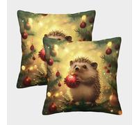 DCABEIOOE Hedgehog Cushion Covers 2Pcs Home Decor Hedgehog Cushions Square Pillow Cases for Outdoor Garden 50x50cm