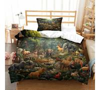 DCABEIOOE Jungle Animals 3D Printed Bedding Set for Gamepad Bedding Video Bedding Set for Kids Teens Boys Modern Bedroom Decor 3 Pcs Bedding Set Single（135x200cm）