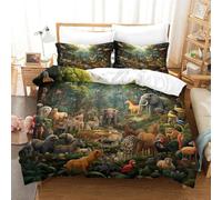 DCABEIOOE Jungle Animals 3D Printed Cover Set Bedding Modern Bedroom Decor 3 Pcs Bedding Set King（220x240cm）