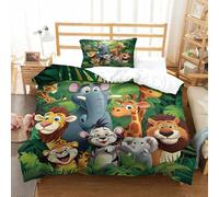DCABEIOOE Jungle Animals 3D Printed Printed Comforter Set for Kids Teens Boys Room Decor 3 Pcs Gaming Bedding Sets Single Size Single（135x200cm）