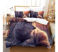 DCABEIOOE Quilt Cover Wolf Decorative Duvet Cover Antibacterial Comforter Cover Polyester Microfiber 3pc With Pillow Cases Bedding Set for Boys Adult King（220x240cm）